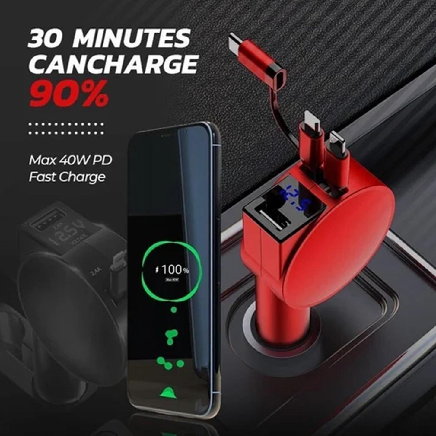 Parysian™ 3-in-1 Retractable Fast Car Charger